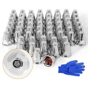 40Pcs Lug Nut Covers 33mm Bullet Flanged ABS Chrome Plastic Push-on Anti-Rust Standard Flanged Nut Covers for Semi Trucks, Trailers, Trucks, RVs
