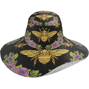 Bee Crown Flowers Embroidery Honey Bume Bumblebee Floral Leaf Wings Hat Gardening Sun Hat؟