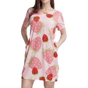 MAKABO Womens Nightgowns For Comfy Soft Short Sleeve Casual Print Sleepshirt Nightshirts Loungewear With Pockets in Kuwait