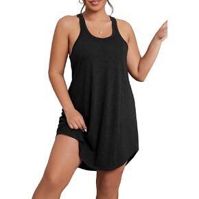SOLY HUX Women's Plus Size Pajamas Tank Racerback Nightgowns Sleeveless Sleep Shirts Soft Chemise Dress Sleepwear