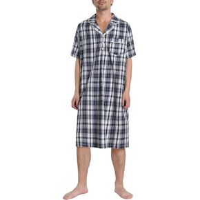 Latuza Men's Cotton Nightshirt Short Sleeve Nightgown with Pockets