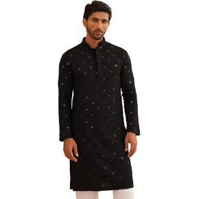 Sojanya (Since 1958 Men'S Cotton Embroidered Sequinned Long Kurta