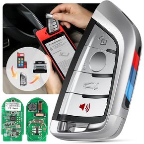 Autel MaxiIM Blank Key, IKEYBW004AL, Programmable, OE-Quality Replacement for BMW, 4 Buttons, 130FT/ 40M Remote, Dual-Band, OBD Learning, Work with Autel Scan Tool KM100 IM508S IM608 PRO II