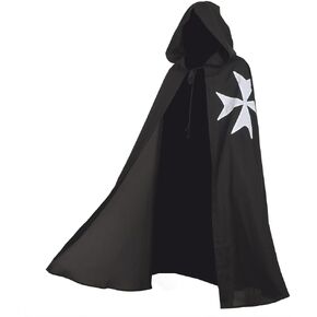 BLESSUME Medieval Hospitaller Hood Robe Templar Knight Cloak Halloween Costume Cape Unisex