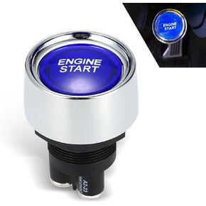 1 PC Car Engine Start Ignition Push Switch, 1.8" x 1.3" 12V 50A Keyless Push Start Switch Accessory, Momentary Engine Start Push Button Replacement, Universal for Cars Trucks Boat (Blue)