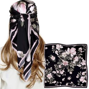 Satin Bandanas Head Scarf For Women, Hair Scarves Accessories Fashion Wrap Neck Silk Sleeping Headscarf (WS203-P)