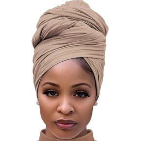 Head Wraps for Black Women Resilient Long African Hair Wraps Turban Solid color Headwraps Jersey Headbands