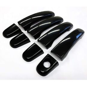 Ultra Finish Glossy-Black Series 8pcs Door Handle Covers Compatible with Chevrolet Equinox+HHR+Malibu+Traverse; GMC Acadia+Terrain; Saturn Aura+Outlook
