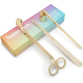 Happy Wax 3 in 1 Care Care - يشمل: Wick Trimmer و Snuffer و Wick Dipper (الذهب)