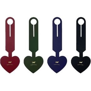 4pcs PU Leather Luggage Tags, 4 Colors Heart Shaped Travel Essential ID Label Tags for Suitcases and Baggage, One Size