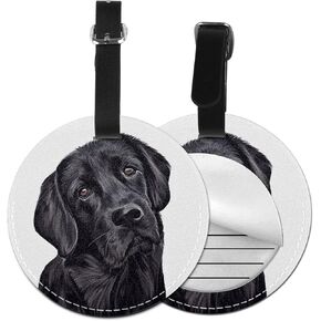 Luggage Tag Black Lab Dog Lover, Pu Leather Bag Travel Suitcases Id Identifier Baggage Label for Women Men Boys Girls