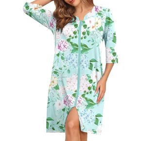 SWOMOG Women House Dress Nightgowns Duster Housecoat Zipper Robe Soft Sleepwear with Pockets in Saudi Arabia