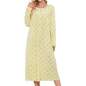 MZROCR Cotton Nightgowns For Women Long Sleeve Night Gowns Soft Women's Sleepwear Ladies Loungewear in Kuwait