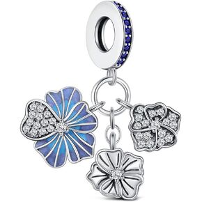 Keq 925 سحر زهرة فضية للأساور قلادة DIY Cherry Blossom Lily Lotus Dangl in Kuwait