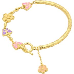 VJOSA Fashion Simple 18K Gold Plated Butterfly Charm Bracelet Flower Pattern Cuff Bracelet