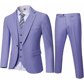 Men's 3 Pieces Slim Fit Suit Set, One Button Solid Jacket Vest Pants for Party, Business, Wedding, Homecoming