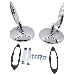 1 زوج الأيسر اليسرى Round Bowtie خارج مرايا الرؤية الخلفية مع قاعدة مضلعة 654394765672 يناسب 1963-1964 Chevy Impala1963-1965 Chevy Corvair 1963-1964 Chevy II 1963-1964 Chevy Biscayne