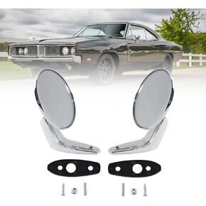 Pair(2) Chrome Door Mirrors Outside Exterior Rearview Compatible With 1966-1975 Dod-ge Plymouth ;Replacement For 2802834, 2802710, 3685955