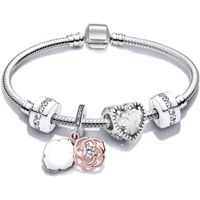 CHARMY'S P36 Bracelet with flower charms and beads compatible with Pandora