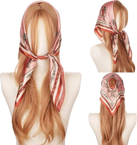 27.5" Satin Scarf - Silk Like Medium Square Neckerchief Scarf for Women | Silky Head Scarf Bandanas Lightweight in Kuwait