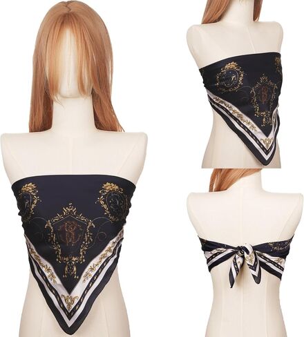 27.5" Satin Scarf - Silk Like Medium Square Neckerchief Scarf for Women | Silky Head Scarf Bandanas Lightweight in Kuwait
