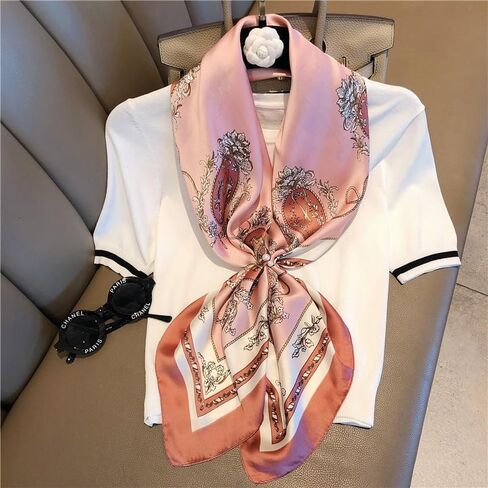 27.5" Satin Scarf - Silk Like Medium Square Neckerchief Scarf for Women | Silky Head Scarf Bandanas Lightweight in Kuwait