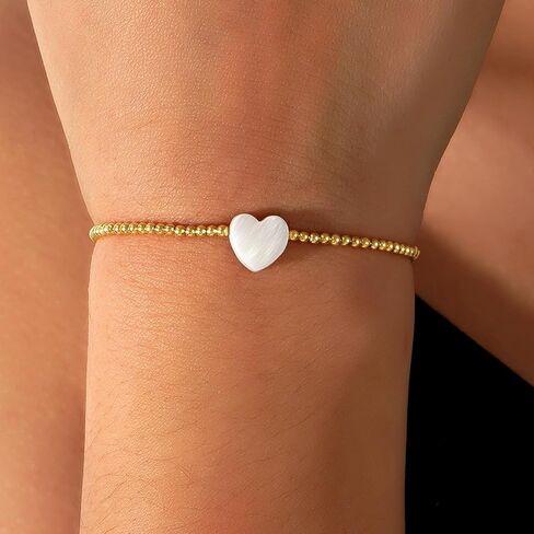 Gold Beaded Friendship Bracelets for Women, Boho Handmade Stackable Adjustable Bead Ball stretch Bracelet Summer Beach Jewelry Gift. in Saudi Arabia