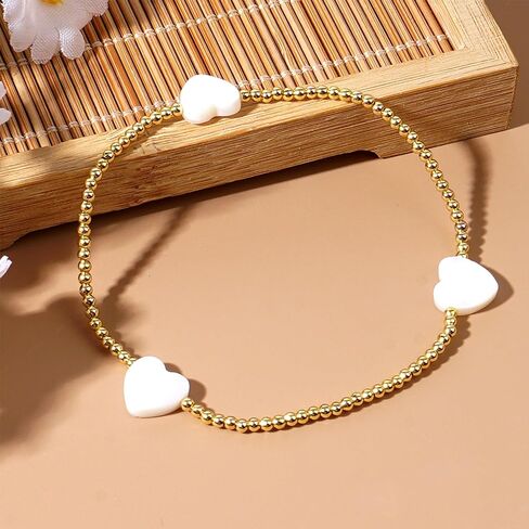 Gold Beaded Friendship Bracelets for Women, Boho Handmade Stackable Adjustable Bead Ball stretch Bracelet Summer Beach Jewelry Gift. in Saudi Arabia