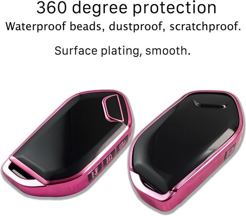 لغطاء KIA Key Fob مع سلسلة مفاتيح معدنية/جلدية ، حالة مفتاح TPU ، متوافق مع 2023 2024 Telluride ECT SMART KEY ، 5 أزرار وردية in Kuwait