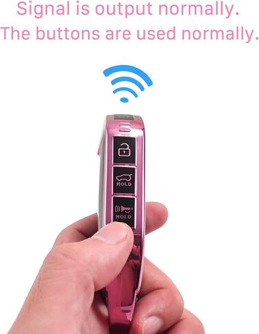لغطاء KIA Key Fob مع سلسلة مفاتيح معدنية/جلدية ، حالة مفتاح TPU ، متوافق مع 2023 2024 Telluride ECT SMART KEY ، 5 أزرار وردية in Kuwait