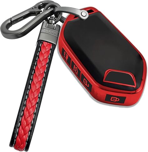 لغطاء KIA Key Fob مع سلسلة مفاتيح معدنية/جلدية ، حالة مفتاح TPU ، متوافق مع 2023 2024 Telluride ECT SMART KEY ، 5 أزرار وردية in Kuwait