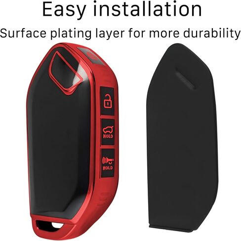 لغطاء KIA Key Fob مع سلسلة مفاتيح معدنية/جلدية ، حالة مفتاح TPU ، متوافق مع 2023 2024 Telluride ECT SMART KEY ، 5 أزرار وردية in Kuwait