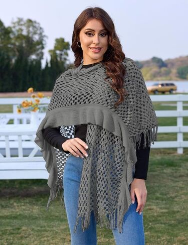 Ferand Women's Lightweight Ruffle Shawl Wraps Open Front Crochet Fringe Poncho Cardigan for Spring and Summer in Kuwait