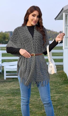 Ferand Women's Lightweight Ruffle Shawl Wraps Open Front Crochet Fringe Poncho Cardigan for Spring and Summer in Kuwait