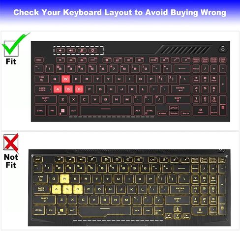 Keyboard Cover for ASUS TUF F16/TUF A16 2026 2025 2024, TUF A15 F15 FA507UI/UV/UU FX507ZC, TUF A17 F17 FA707RC/RE/RW/RM FA707XI/XV/XU/NV (NOT FIT 2022 or Older A15 A17 F15 F17) -Black in Kuwait