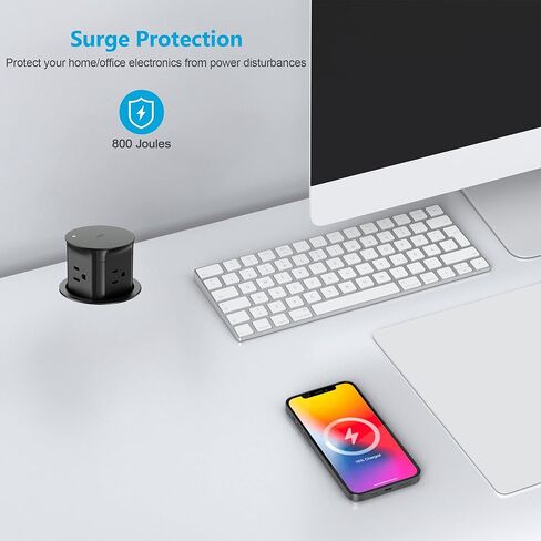 Pop up Outlet for Countertop,3-1/8 inch Hole Desk Grommet Power Station,20W USB C Fast Charging,8 Outlets 4-USB,Kitchen Island Pop Up Electrical Outlet,Office Power Supply,Black in Kuwait