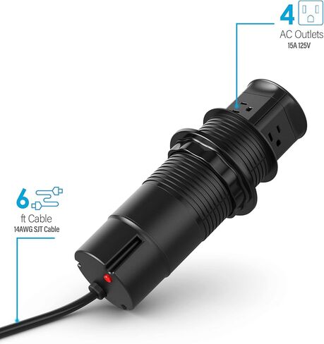 Pop up Outlet for Countertop,3-1/8 inch Hole Desk Grommet Power Station,20W USB C Fast Charging,8 Outlets 4-USB,Kitchen Island Pop Up Electrical Outlet,Office Power Supply,Black in Kuwait