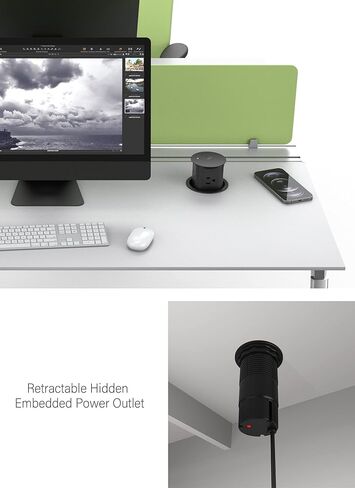 Pop up Outlet for Countertop,3-1/8 inch Hole Desk Grommet Power Station,20W USB C Fast Charging,8 Outlets 4-USB,Kitchen Island Pop Up Electrical Outlet,Office Power Supply,Black in Kuwait