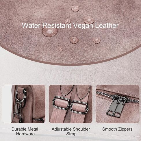 VASCHY Backpack Purse for Women, Large Vegan Leather Backpack Purse with Wallet Pouch Set Convertible Handbag for Ladies Guitar Strap Pink in Kuwait