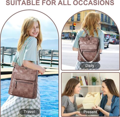 VASCHY Backpack Purse for Women, Large Vegan Leather Backpack Purse with Wallet Pouch Set Convertible Handbag for Ladies Guitar Strap Pink in Kuwait
