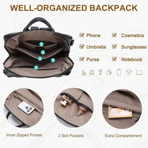 VASCHY Backpack Purse for Women, Large Vegan Leather Backpack Purse with Wallet Pouch Set Convertible Handbag for Ladies Guitar Strap Pink in Saudi Arabia
