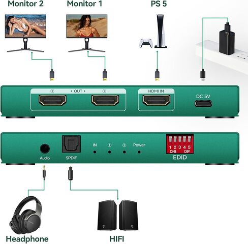 8K HDMI Splitter 1 in 4 Out 4k 120hz hue sync Box 1x4 hdmi Splitter 4k 120hz 4 Way hdmi 2.1 Splitter 1 in 4 Out 4k 120hz hdmi 4 Way Splitter 1 in 4 Out 8k hdmi 2.1 Splitter 1x4 8k PS5 Daoistek in Saudi Arabia