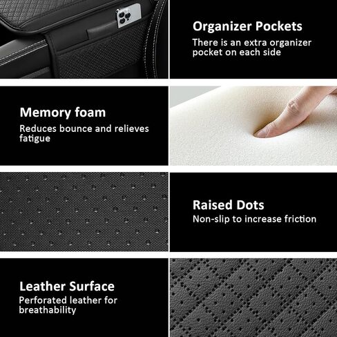 vvag Armrest Cover for Car, Upgraded Leather Car Center Console Cover with 2 Storage Bags, Universal Breathable Sponge Car Middle Console Cover Car Interior Accessories for Most Vehicles (Black) in Saudi Arabia