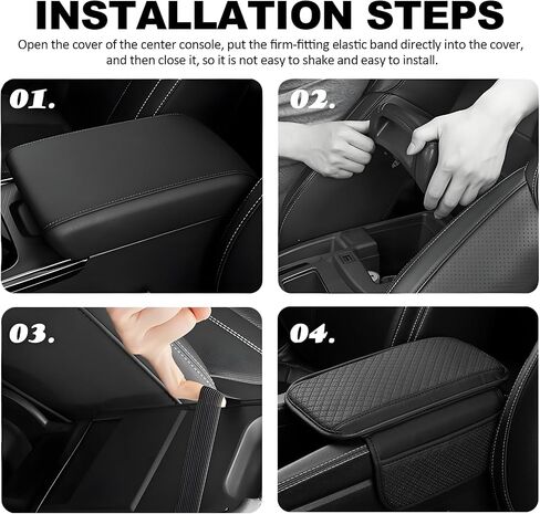 vvag Armrest Cover for Car, Upgraded Leather Car Center Console Cover with 2 Storage Bags, Universal Breathable Sponge Car Middle Console Cover Car Interior Accessories for Most Vehicles (Black) in Saudi Arabia