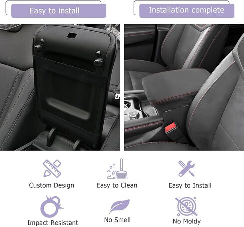 Center Console Cover Compatible with 2024 2025 Ford Ranger Accessories 2025 Ranger XL/XLT/Lariat/Raptor Armrest Console Cover Soft Leather,Thick Black in Saudi Arabia