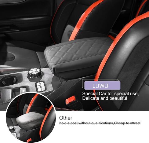 Center Console Cover Compatible with 2024 2025 Ford Ranger Accessories 2025 Ranger XL/XLT/Lariat/Raptor Armrest Console Cover Soft Leather,Thick Black in Saudi Arabia