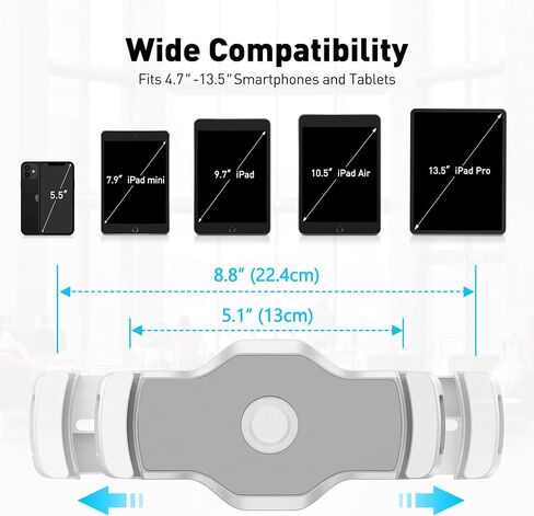 AboveTEK Bracket Tablet Holder for 4.7" to 13.5" Tablet & Phone (Holder Only), to Be Paired with Compatible Tablet Stand as Swivel Clamp Mount for Kitchen Office Desk white in Saudi Arabia