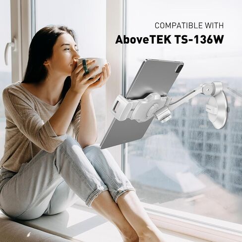 AboveTEK Bracket Tablet Holder for 4.7" to 13.5" Tablet & Phone (Holder Only), to Be Paired with Compatible Tablet Stand as Swivel Clamp Mount for Kitchen Office Desk white in Saudi Arabia