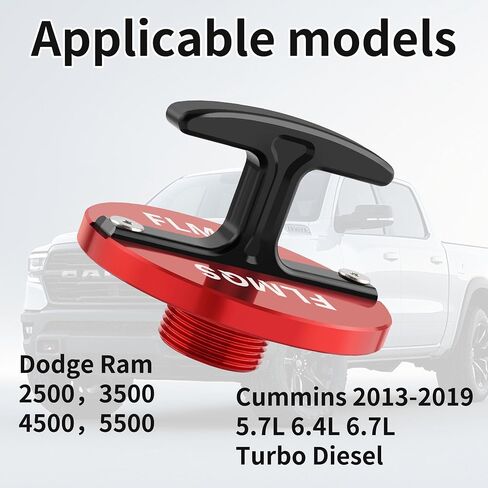 Oil Filter Plug Tool, Aluminum Alloy Oil Filter Plug Cap Off Tool For Dodge Ram 2500, 3500, 4500, 5500 Cummins Turbo Diesel 5.7L 5.9L 6.4L 6.7L MO285 05083285AA Car Accessories-Red in Saudi Arabia