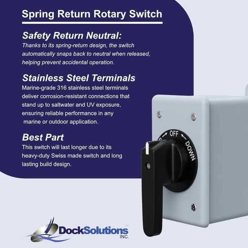 AMS Boat Lift Switch with 3-Position Spring Return – Precision Lift Control for Up to 2-HP Motors, Equipped with Corrosion-Resistant Stainless Steel Terminals for Enhanced Durability in Kuwait